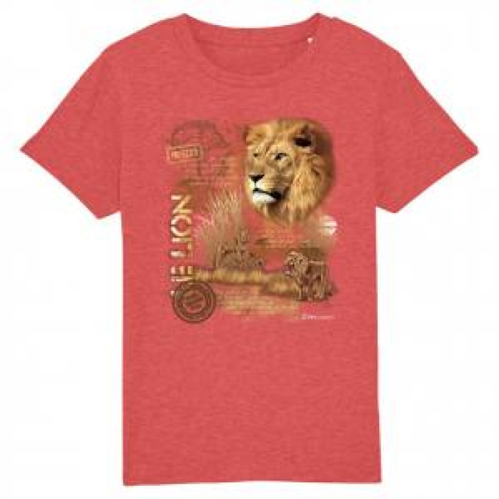 Tshirt enfant bio Lion Zoo de la Fleche Mid Heather Red 78 ans