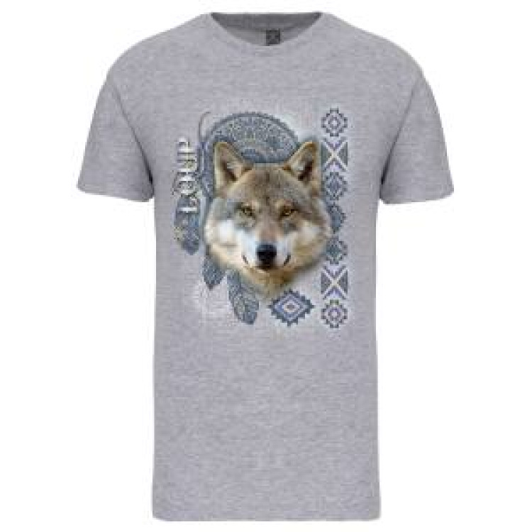 T-shirt enfant bio Loup Intemporel Oxford Grey 8/10 ans