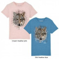 T-shirt enfant bio Loup Native Tribes Domaine de Pescheray Mid Heather Blue 3/4 ans