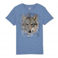 T-shirt enfant bio Loup Native Tribes + transfert Col Zoo Boissière du Dore Mid Heather Blue 3/4 ans
