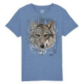 T-shirt enfant bio Loup Native Tribes Zoo de Thoiry + transfert Col Zoo de Thoiry Mid Heather Blue 3/4 ans