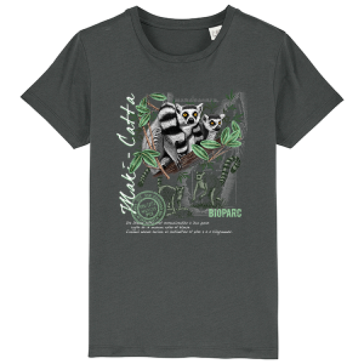 T-shirt enfant bio Maki Catta Bioparc Anthracite 7/8 ans