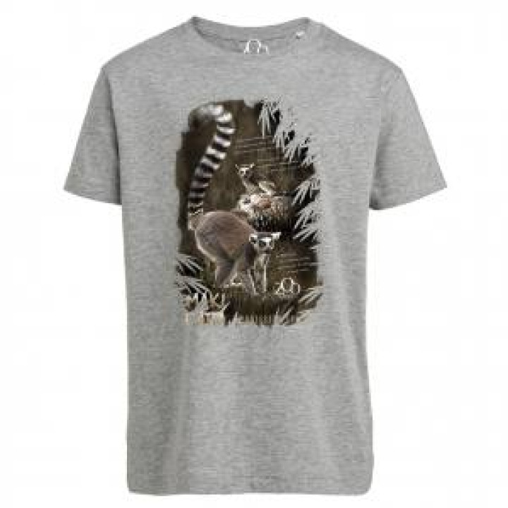 Tshirt enfant bio Maki Catta  transfert Col Zoo dAmiens Cream Heather Grey 56 ans