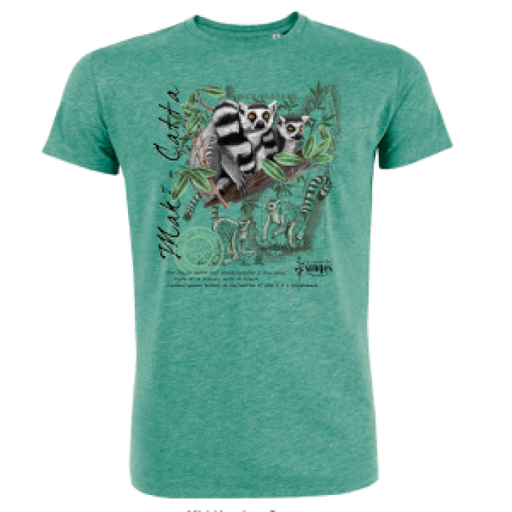 Tshirt enfant bio Maki Catta Vallée des Singes Mid Heather Green 56 ans