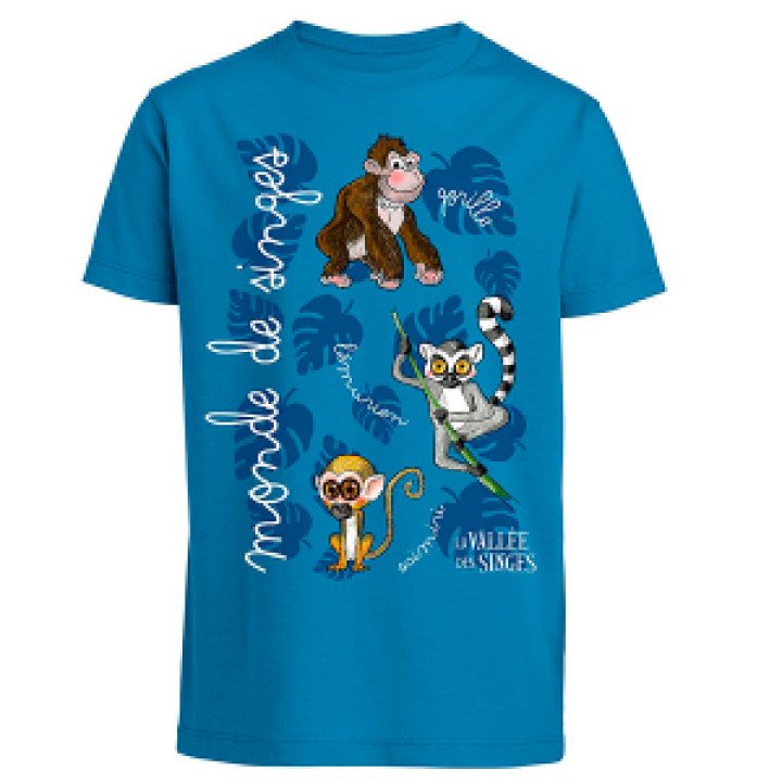 Tshirt enfant bio Monde des Singes Vallée des Singes Azur 34 ans