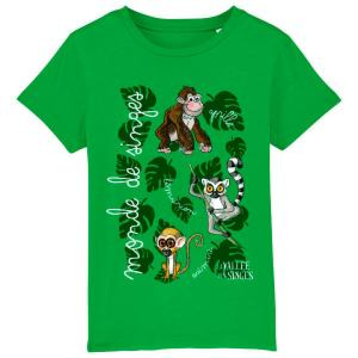Tshirt enfant bio Monde des Singes Vallée des Singes Fresh Green 34 ans