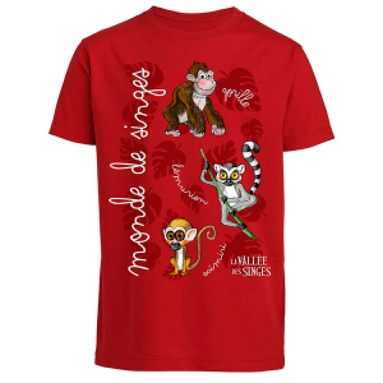T-shirt enfant bio Monde des Singes Vallée des Singes Red 3/4 ans