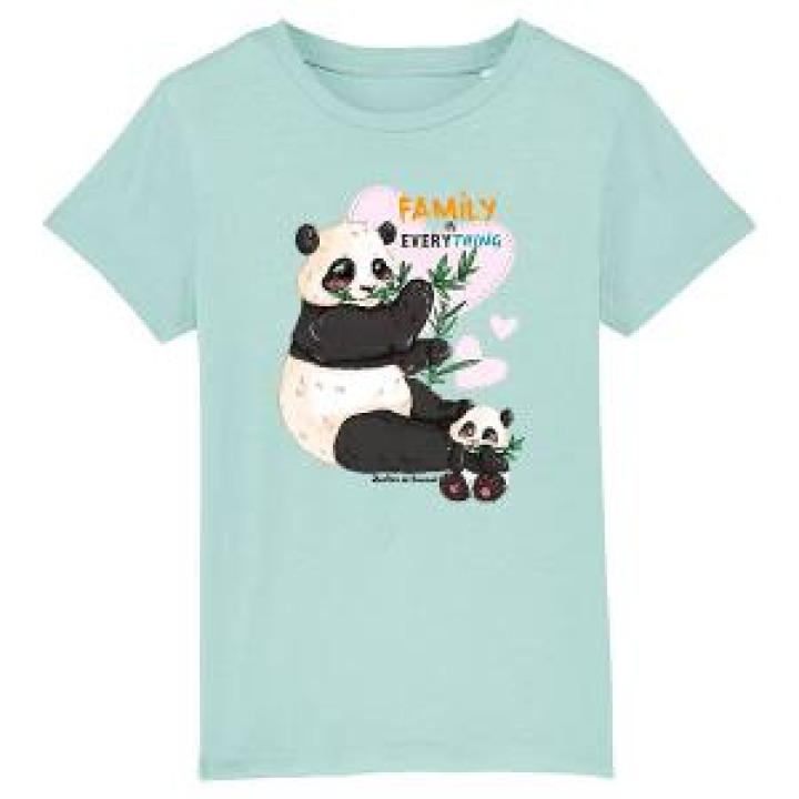 Tshirt enfant bio Panda Family Zoo de Beauval 34 et 56 ans 18cm 78 ans 22cm Caribbean Blue 34 ans