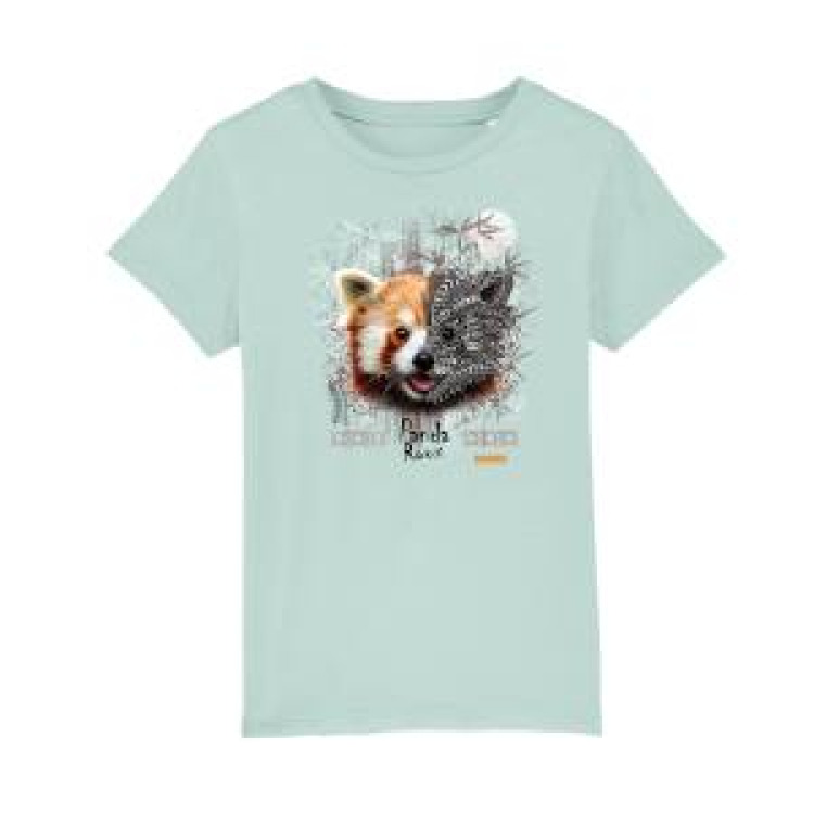 T-shirt enfant bio Panda Roux Native Tribes Bioparc + transfert Col Bioparc Caribbean Blue 7/8 ans