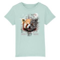 T-shirt enfant bio Panda Roux Native Tribes + transfert Col Zoo Boissière du Dore Caribbean Blue 3/4