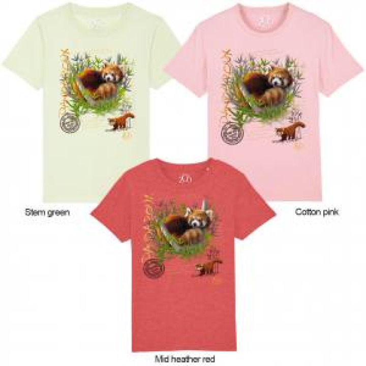 Tshirt enfant bio Panda Roux  transfert Col Zoo dAmiens Cotton pink 56 ans