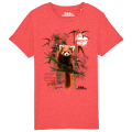 T-shirt enfant bio Panda Roux Zoo de Champrepus Mid Heather Red 3/4 ans