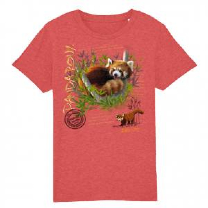 Tshirt enfant bio Panda Roux Zoo de la Fleche Mid Heather Red 56 ans
