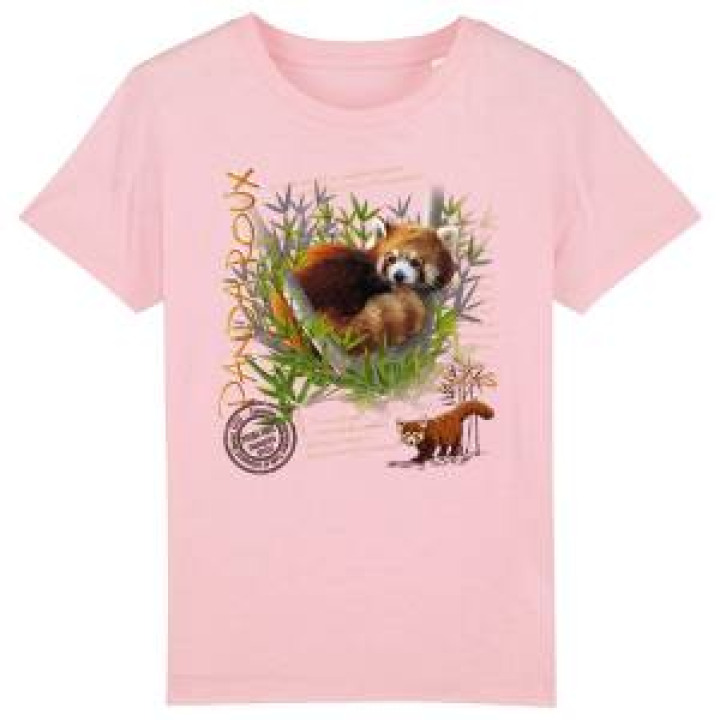 Tshirt enfant bio Panda Roux Zoo des Sables dOlonne Cotton pink 34 ans
