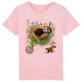 T-shirt enfant bio Panda Roux Zoo des Sables d’Olonne Cotton pink 3/4 ans