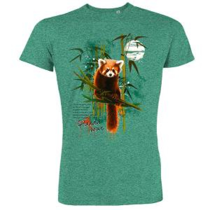Tshirt enfant bio Panda Roux Zooparc de Tregomeur Mid Heather Green 34 ans