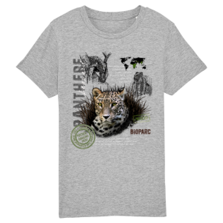Tshirt enfant bio Panthère Bioparc Heather Grey 34 ans
