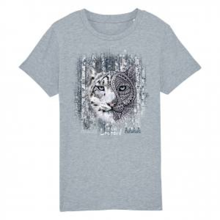 T-shirt enfant bio Panth&egrave;re des Neiges Native Tribes Heather Ice Blue 3/4 ans