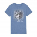 T-shirt enfant bio Panth&egrave;re des Neiges Native Tribes Parc Animalier d&rsquo;Auvergne + transfert Col Parc Animalier d&rsquo;Auvergne Mid Heather Blue 7/8 ans