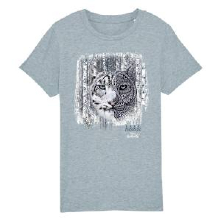 Tshirt enfant bio Panthère des Neiges Native Tribes Zoo des Sables dOlonne Heather Ice Blue 34 ans