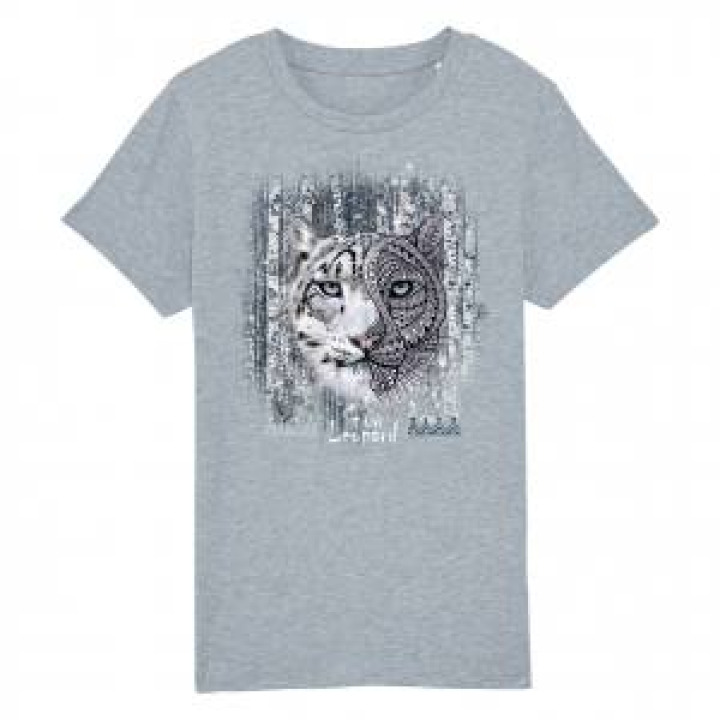 Tshirt enfant bio Panthère des Neiges Native Tribes Heather Ice Blue 56 ans