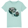 T-shirt enfant bio Panth&egrave;re des Neiges Zoo de Jurques Caribbean Blue 3/4 ans