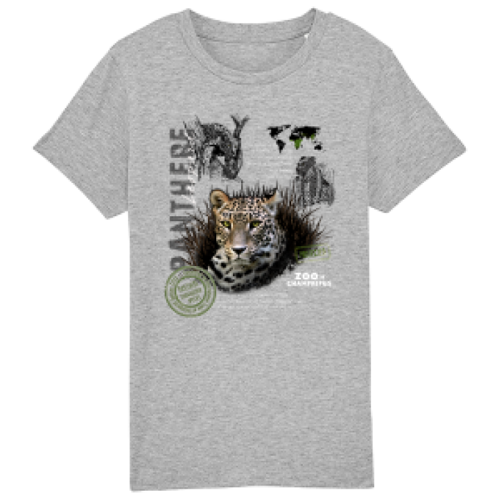 Tshirt enfant bio Panthère Zoo de Champrepus Heather Grey 56 ans