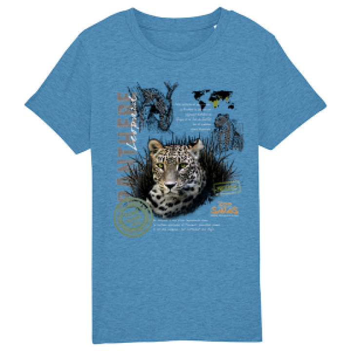 Tshirt enfant bio Panthère Zoo les Sables dOlonne Mid Heather Blue 56 ans