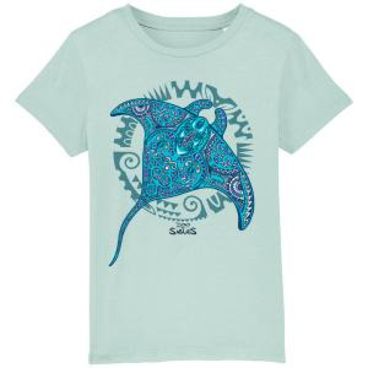 Tshirt enfant bio Raie Multicolore Zoo des Sables dOlonne Caribbean Blue 56 ans