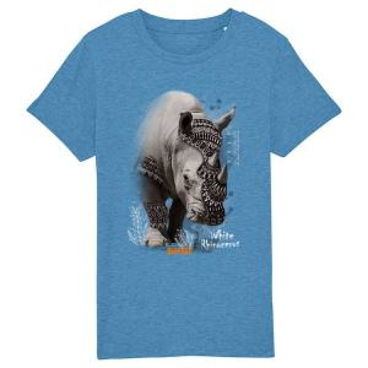 T-shirt enfant bio Rhino Natives Tribes Bioparc Mid Heather Blue 7/8 ans
