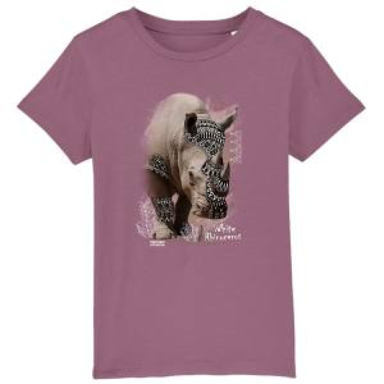 T-shirt enfant bio Rhino Natives Tribes Zoo de Thoiry + transfert Col Zoo de Thoiry Mauve 5/6 ans