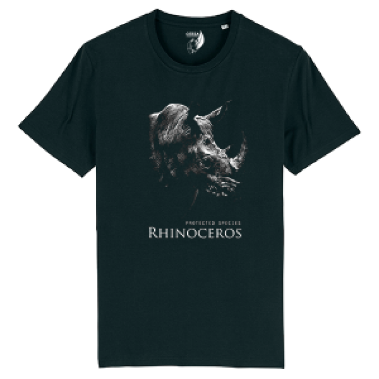 T-shirt enfant bio Rhinoceros Gamme Black + transfert Col Cerza Black 7/8 ans