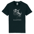 T-shirt enfant bio Rhinoceros Gamme Black + transfert Col Zoo de Thoiry Black 3/4 ans