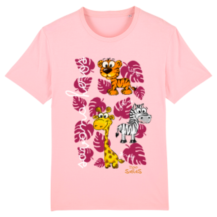 Tshirt enfant bio Savana Heros Zoo les Sables dOlonne Cotton pink 34 ans