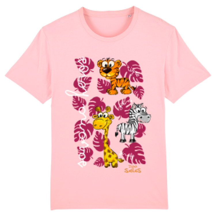 T-shirt enfant bio Savana Heros Zoo les Sables d’Olonne Cotton pink 3/4 ans