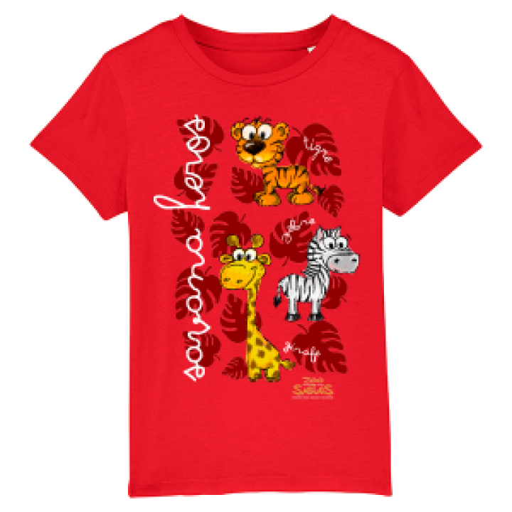 Tshirt enfant bio Savana Heros Zoo les Sables dOlonne Red 34 ans