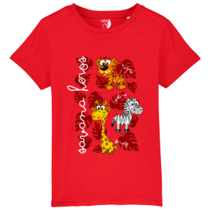 Tshirt enfant bio Savanna Heros Cerza  transfert Col Red 34 ans