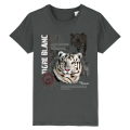 T-shirt enfant bio Tigre Blanc Zoo de Jurques Anthracite 3/4 ans