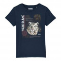 T-shirt enfant bio Tigre Blanc Zooparc de Tregomeur French Navy 3/4 ans
