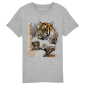 T-shirt enfant bio Tigre Brun Réserve de la Haute Touche Heather Grey 9/11 ans