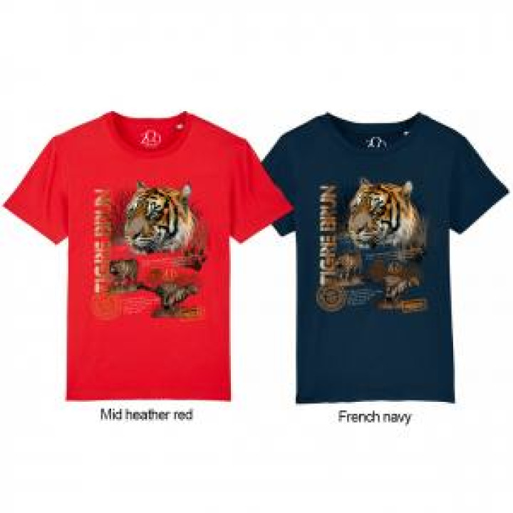 Tshirt enfant bio Tigre Brun  transfert Col Zoo dAmiens French Navy 56 ans