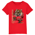 T-shirt enfant bio Tigre Brun Zoo de Champrepus Red 3/4 ans