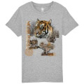 T-shirt enfant bio Tigre Brun Zoo de Thoiry + transfert Col Zoo de Thoiry Heather Grey 3/4 ans