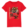 T-shirt enfant bio Tigre Brun Zoo les Sables d’Olonne Red 3/4 ans