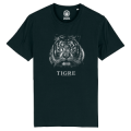 T-shirt enfant bio Tigre Gamme Black + transfert Col Zoo de Thoiry Black 3/4 ans