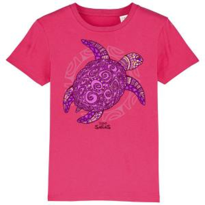 Tshirt enfant bio Tortue Multicolore Zoo des Sables dOlonne Raspberry 34 ans