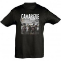 T-shirt enfant Camargue Vue du Clocher de Stes Maries Trosi Taureaux M&eacute;diterran&eacute;e les Saintes Maries de la Mer Denim 2 ans