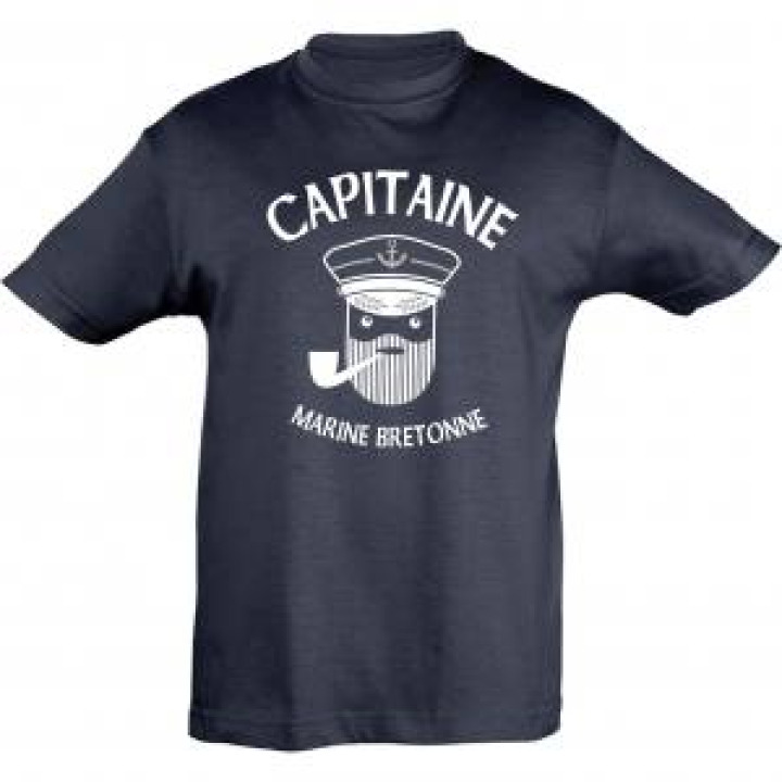 Tshirt enfant Capitaine Marine Bretonne  transfert Métallique Ancre Marine 2 ans