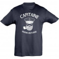 T-shirt enfant Capitaine Marine Bretonne + transfert M&eacute;tallique Ancre Marine 2 ans