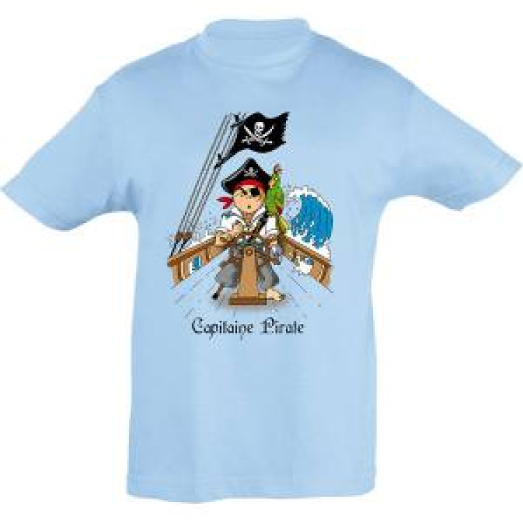 T-shirt enfant Capitaine Pirate (Bb3007) Bleu Ciel 2 ans